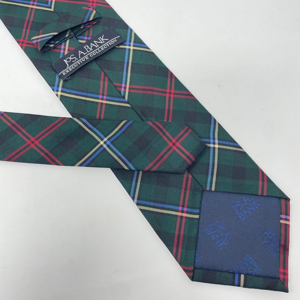 Jos. A. Bank Executive Collection Green Plaid Silk Tie Mens Accessory Christmas